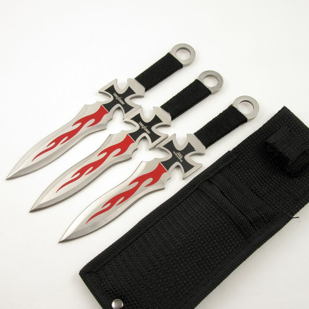 7" Perfect Point 3-Pc. Flaming Chopper Throwing Knife Set