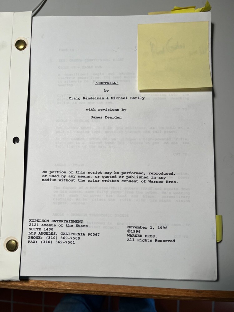 SOFTKILL original action feature film script