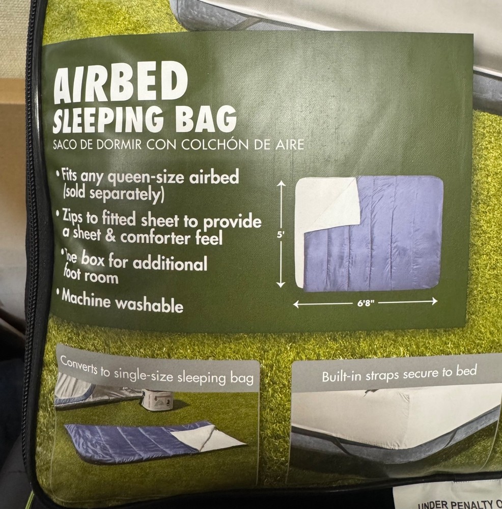 Ozark Trail 50-Degree Rectangular Single Sleeping Bag Convert Airbed Cover Queen