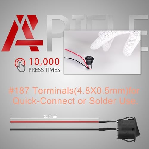 5Pcs Rocker Switch ON Off KCD1 Mini Round Toggle Switch SPST 2Pin KCD1-5-101-5