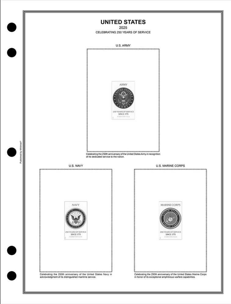 H E Harris US PLATE BLOCK Supplement for Stamps issued in 2025 NEW!