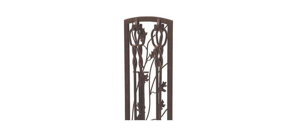 Fireplace Tool Set 5 Piece, Oak Leaf 30", Colonial Brown