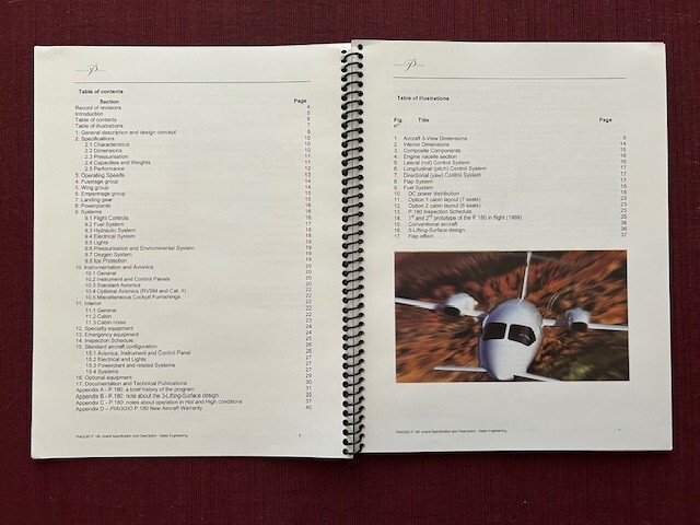 Piaggio P180 Spec and Description 2002 Spiral Brochure