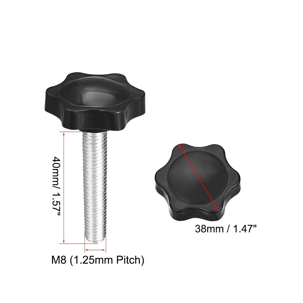 lock knob 38mm plum dia hexagonal shape knob M8×40mm 5pcs