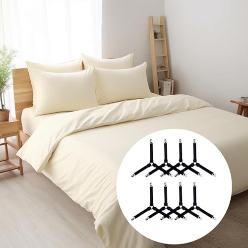8 White Bed Sheet Holder Straps, Adjustable Bed Sheet Straps Holders, Fitted