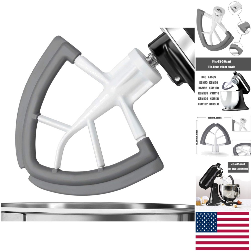 Efficient Flex Edge Beater Compatible with KitchenAid Tilt-Head 4.5-5 Quarts