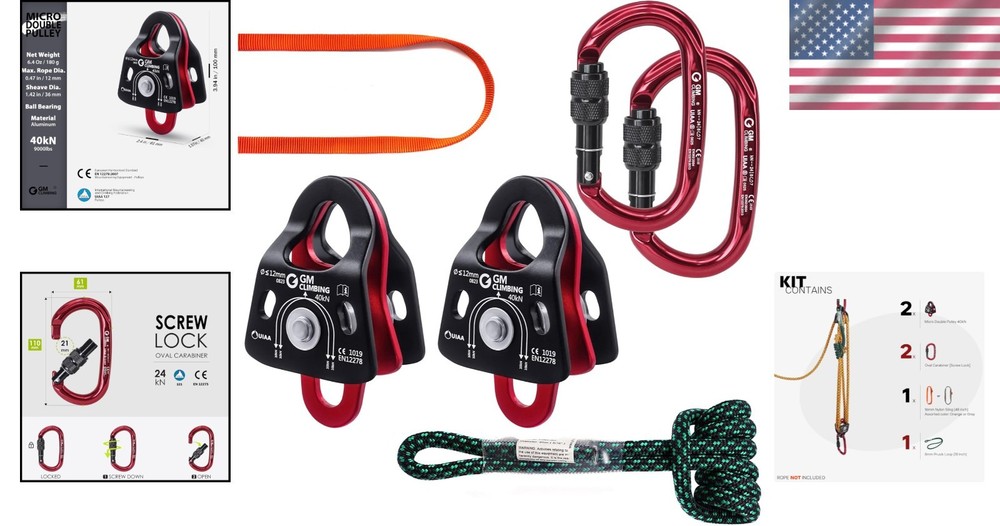 Micro Double Pulley Haul Kit - 5:1 Mechanical Advantage