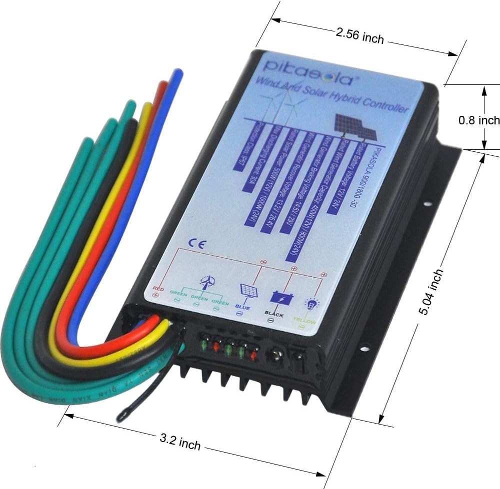 Hybrid Wind & Solar Controller for 12V/24V Battery Auto, 30A Charge Controlle...