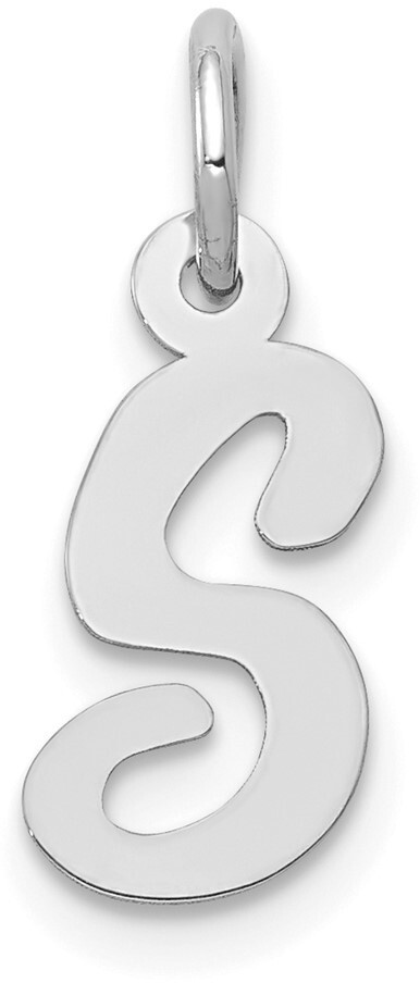 10K White Gold Small Script Initial S Charm