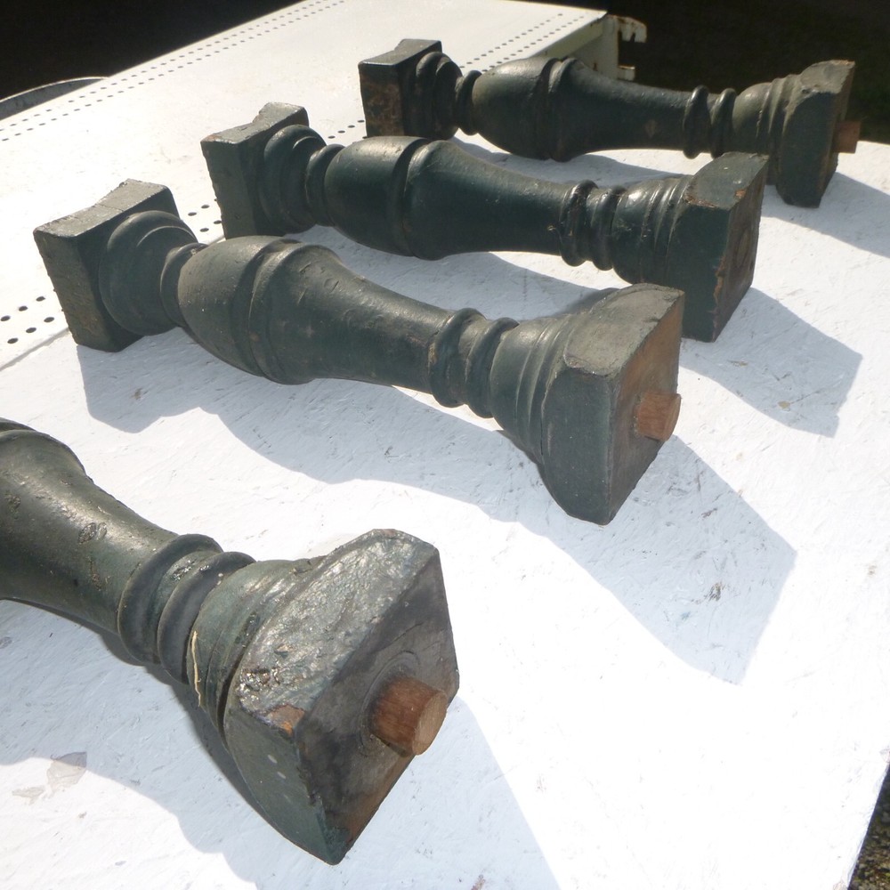 (4) antique wooden balusters