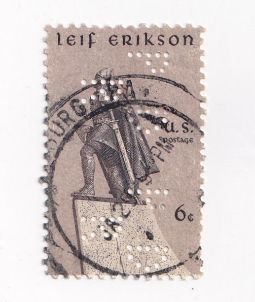 STAMP US SCOTT 1359 "Leif Erikson" 6 CENT 1968 USED PERFIN - A
