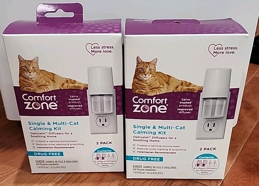 Comfort Zone Single & Multi-Cat Calming Kit, 2 BOXES - 4 DIFFUSERS 4 REFILLS NEW