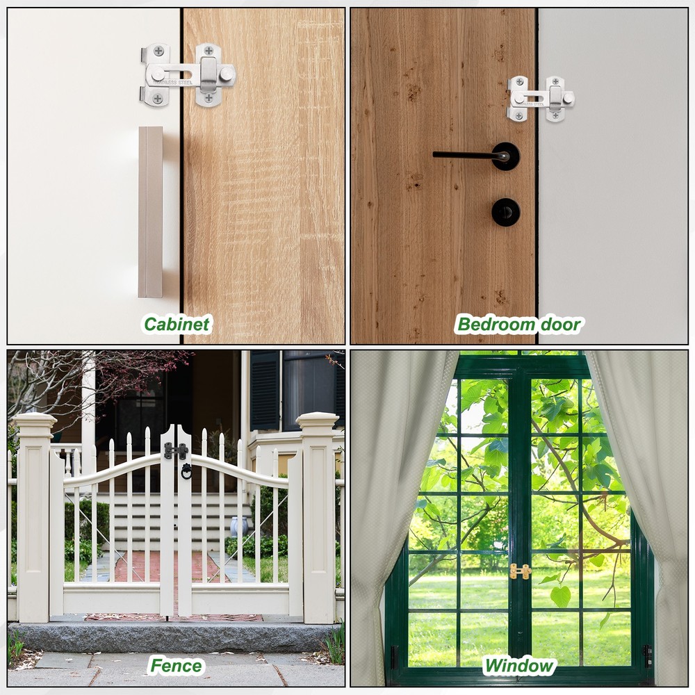 2-Pack Flip Latch Gate Latch, 4" Flip Sliding Barn Door Lock [Brushed Silver]