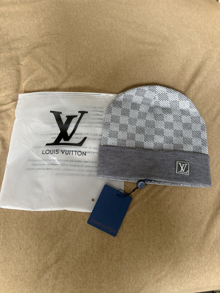 Gray Check Winter Beanie