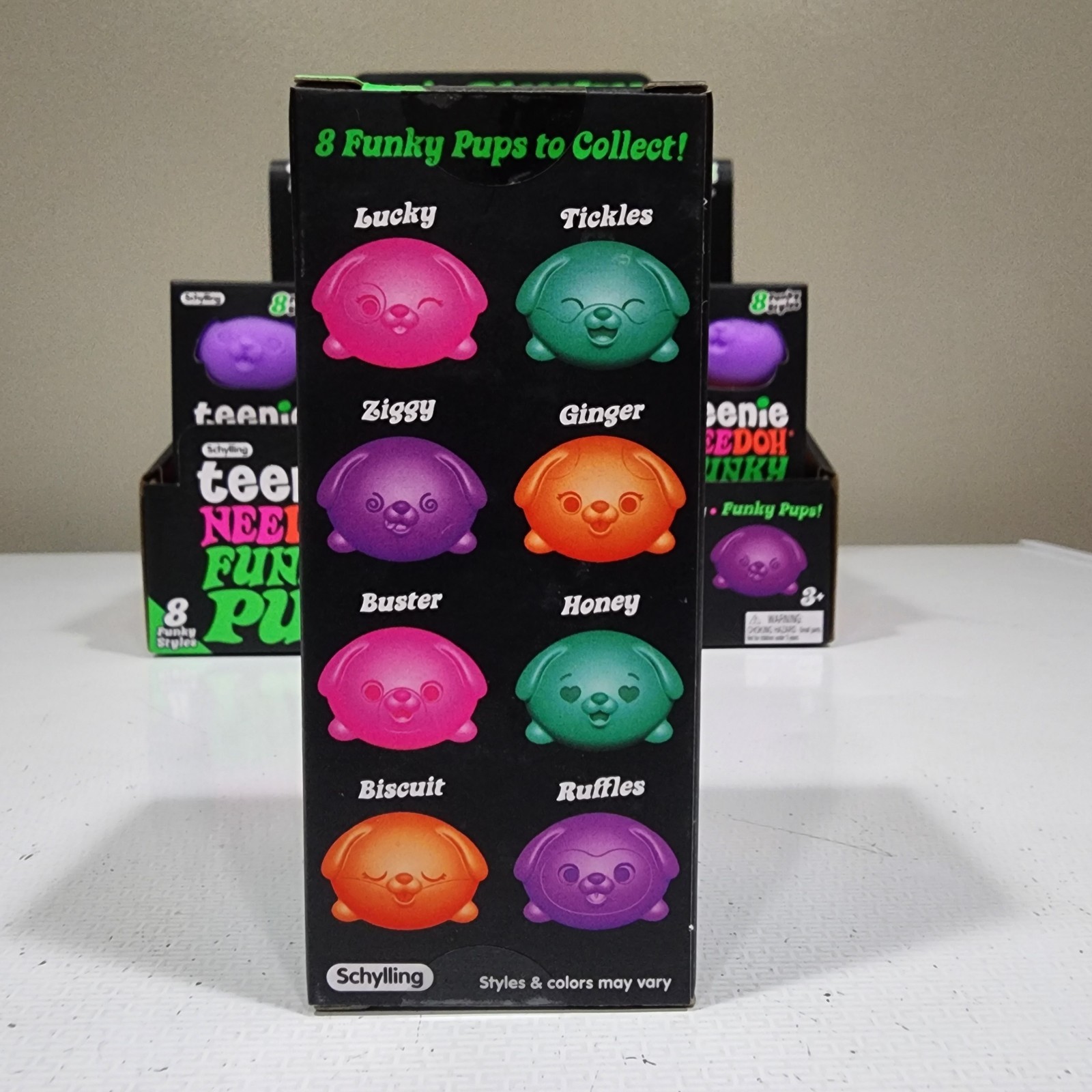 Nee Doh Teenie Funky Pup 1x Set Of 3 NeeDoh Squeeze Toy Neon Stress Ball NEEDOH
