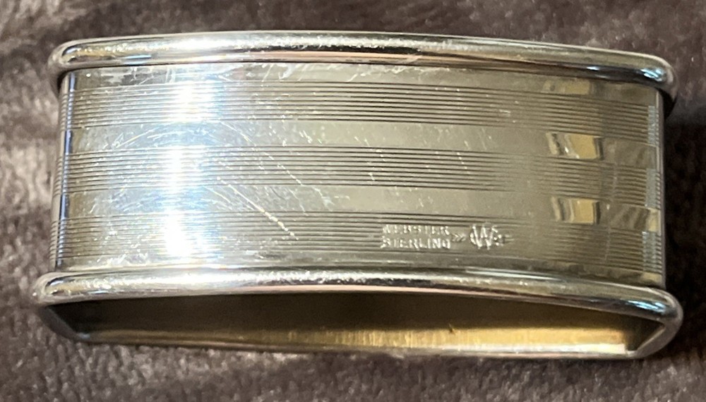 Antique Engine Turned Rectangular Napkin Ring Webster Sterling Monogrammed. “RM”