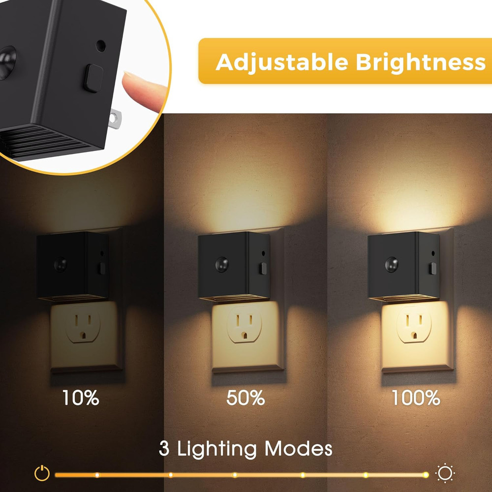 Motion Sensor Night Light, [2-Pack] Plug in Night Light with Motion Sensor and D