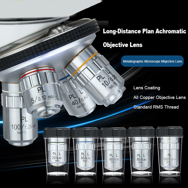 Long Working Distance Plan Achromatic Metallurgical Microscope Objective Lens