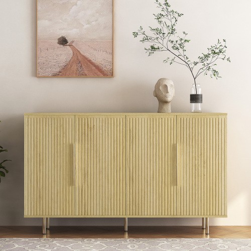 Wood Modern Buffet Cabinet With Storage, Fluted Sideboard Large Buffet