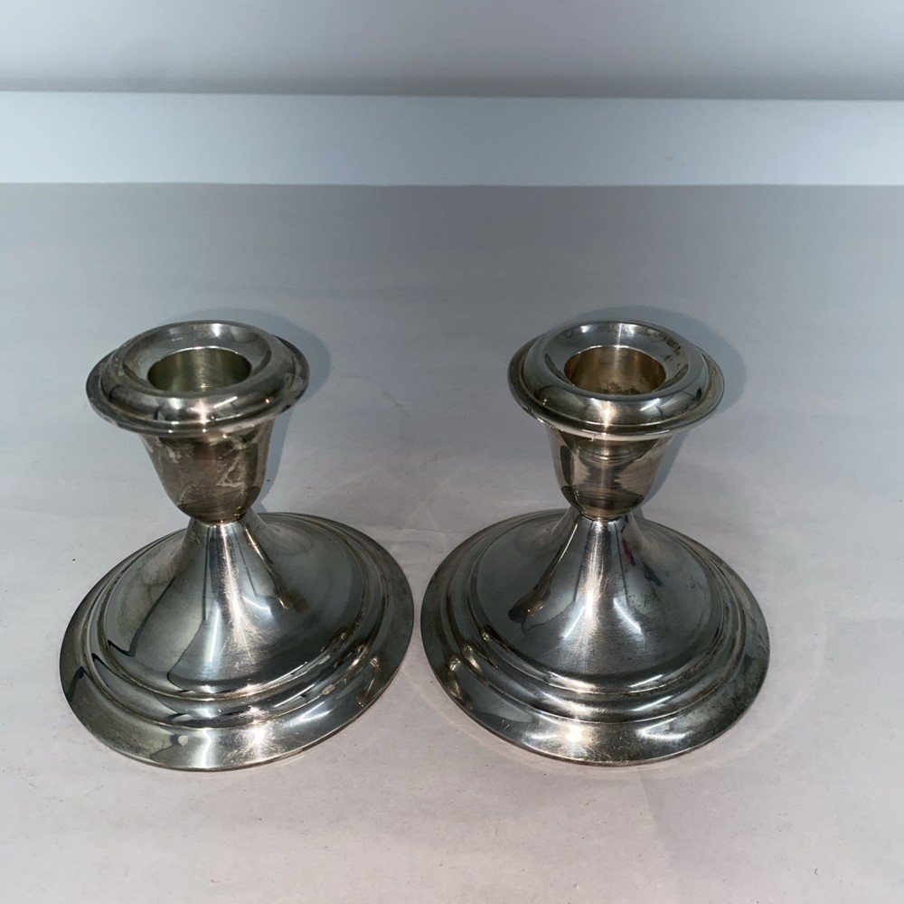 Pair Gorham Heritage EP Silverplate Candlesticks Height 3.5 Inch