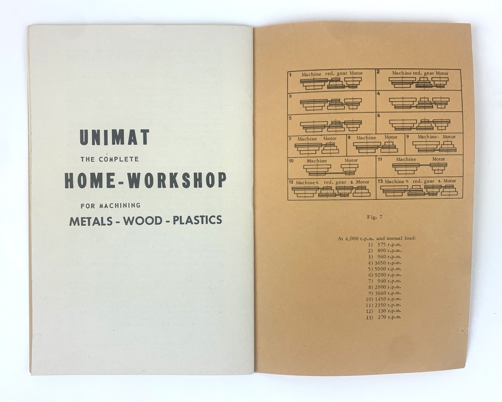 Original operating instruction Unimat universal machine tool (small book).