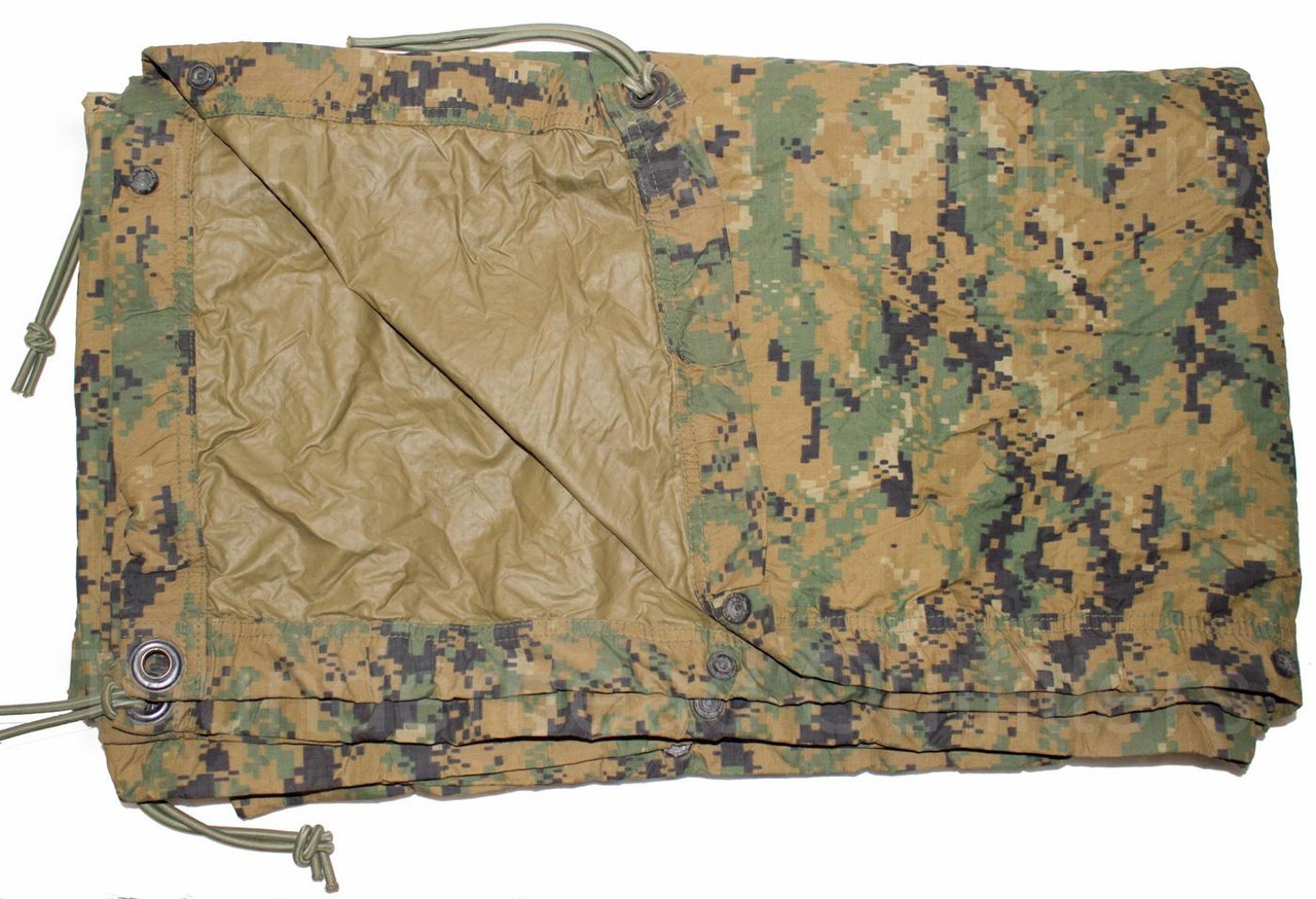 USMC Marpat Military Reversible Field Tarp with Bungees Made USA Grade 3