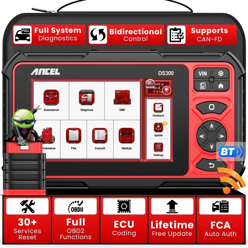 ANCEL DS300 OBD2 Scanner Bi-directional Test Engine IMMO Key Programming Tool
