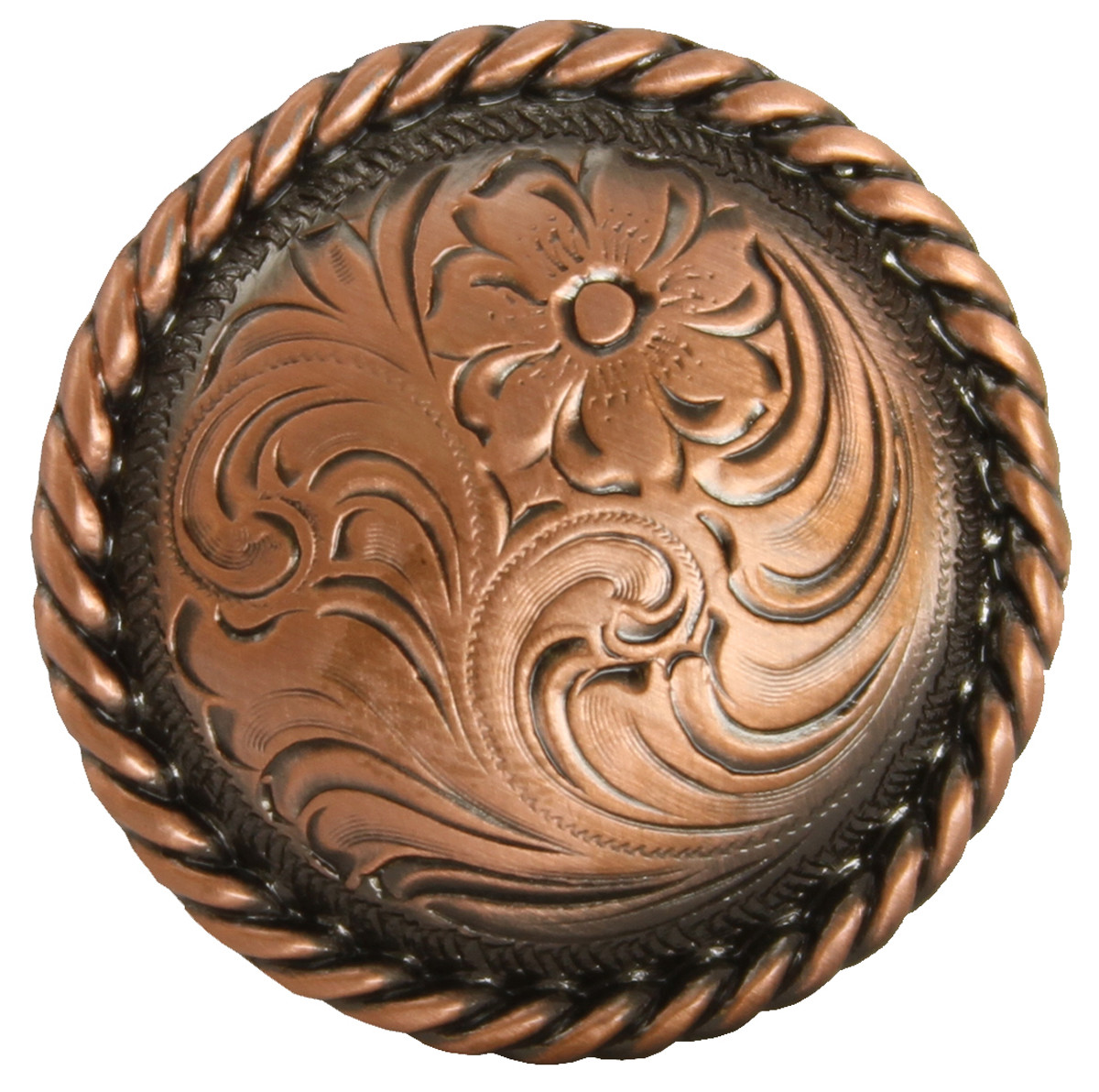 WESTERN LEATHER CRAFT HORSE TACK COPPER ENGRAVED ROPE EDGE CONCHO screw back