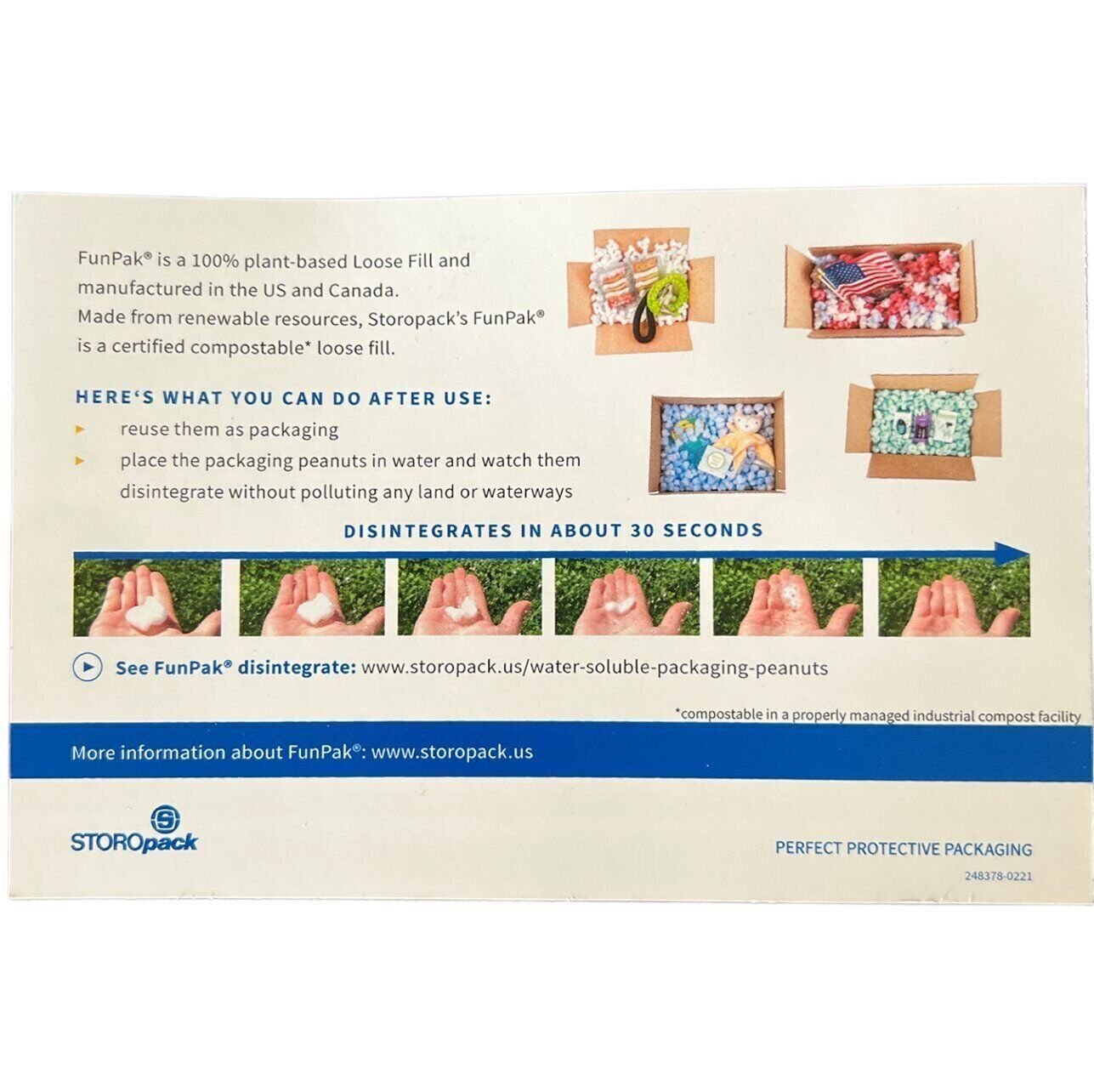 FunPak Packing Peanuts White Puffy Cloud Shape MiniPack .6 cu ft Biodegradable