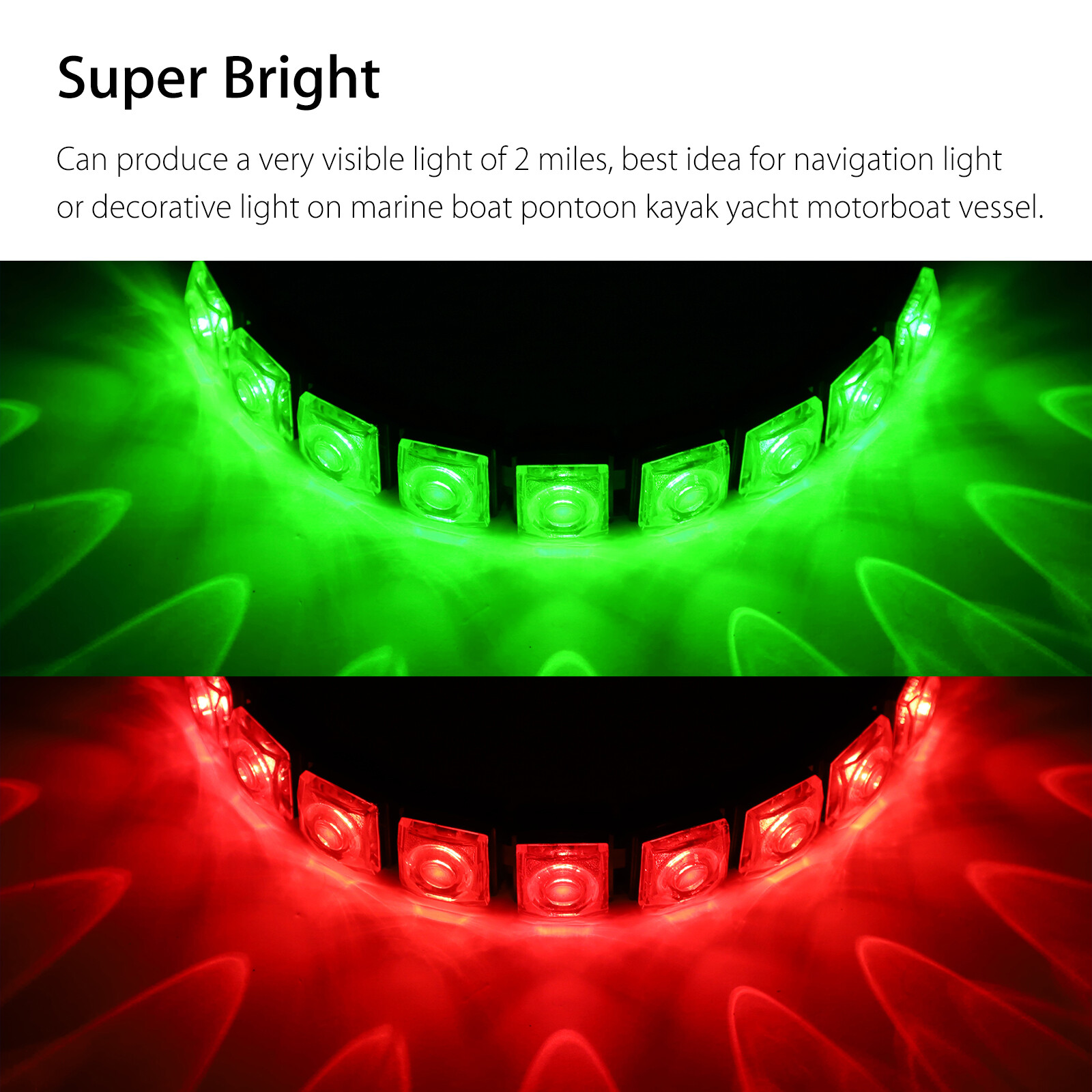 2PCS Navigation 9 LED Marine Bow Boat Yacht Pontoon Bright Lights Red Green 12V