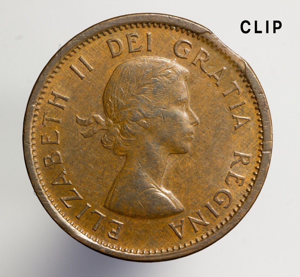 1956 Canada One Cent Error! Clipped Planchet! OLDER DATE!