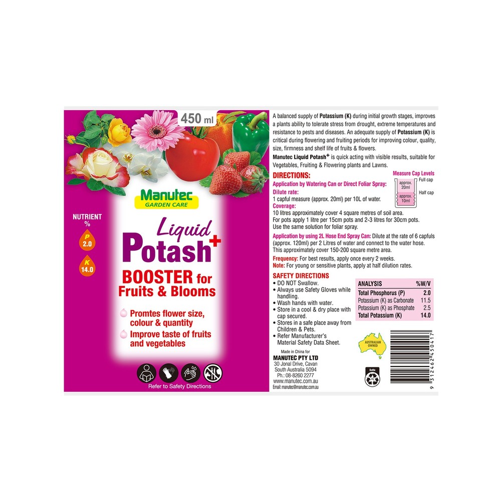 Manutec 450ml Liquid Potash Plus