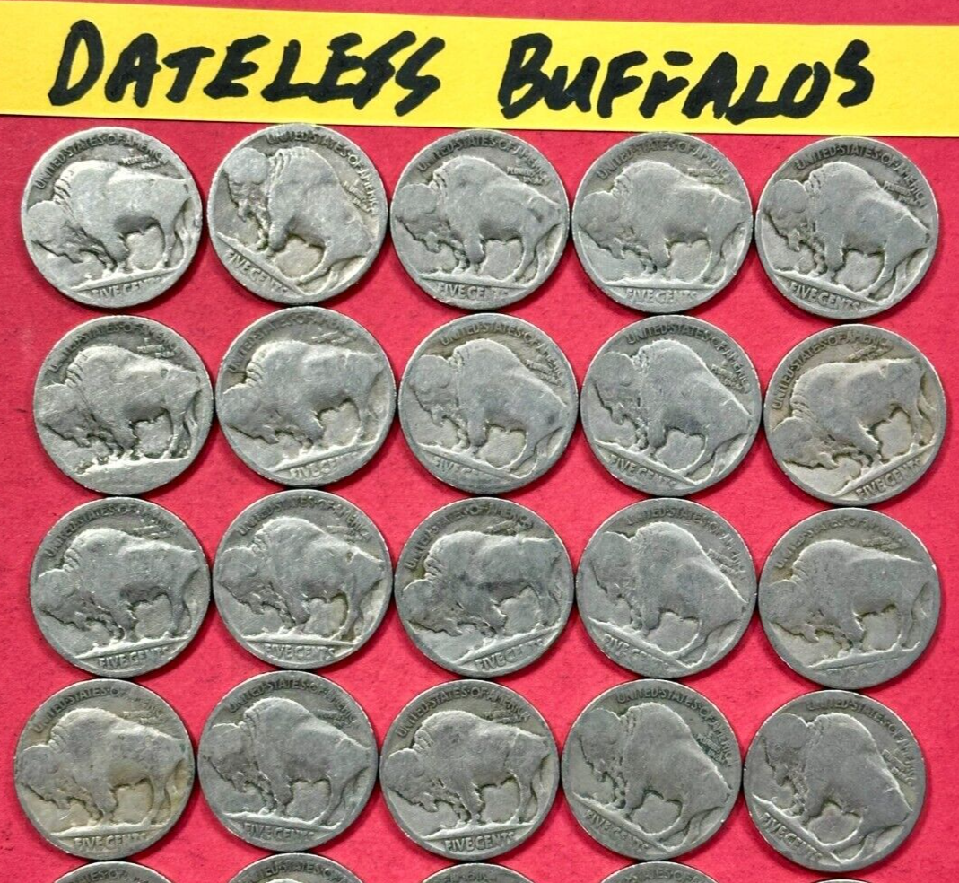 DATLESS Buffalo Nickels Lot of 20 NO DATE Buffalo Nickels U.S. Collectors Coins