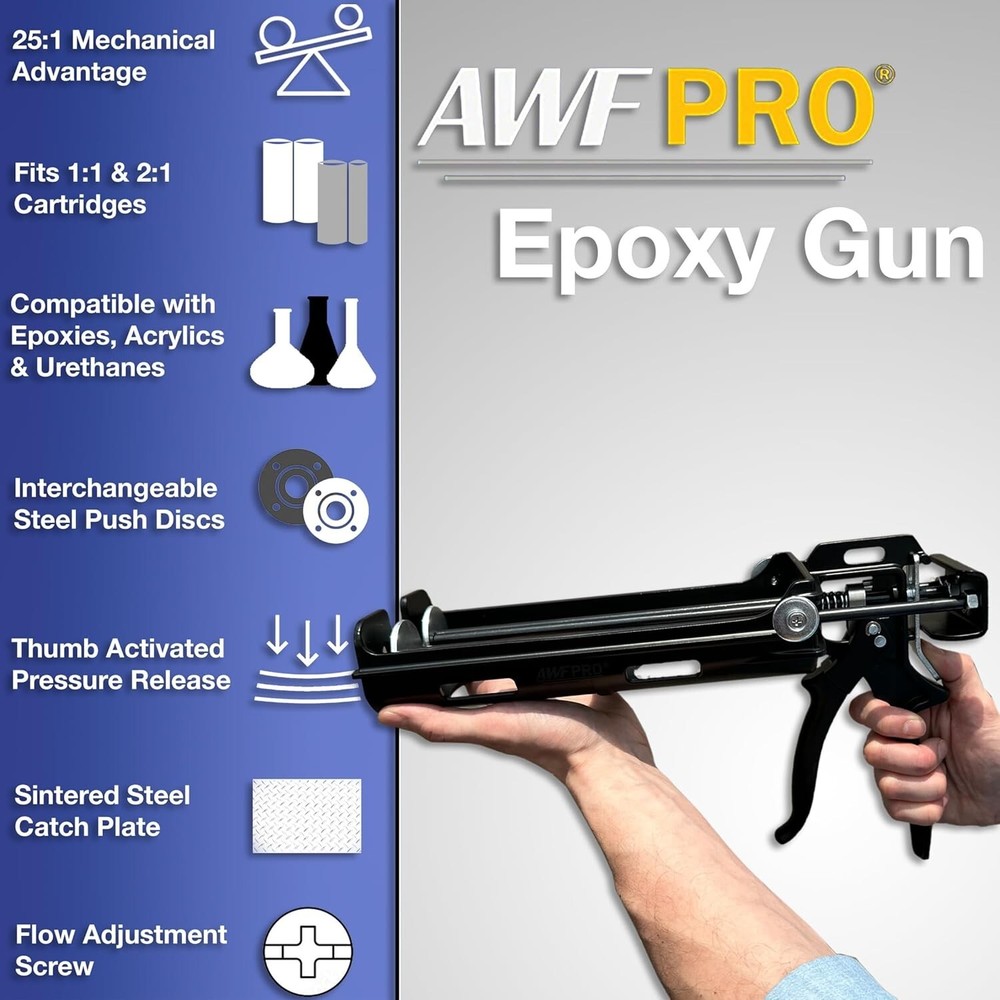 AWF PRO Rapid-Cure Two-Component Epoxy 20.2 oz, Applicator Gun Included