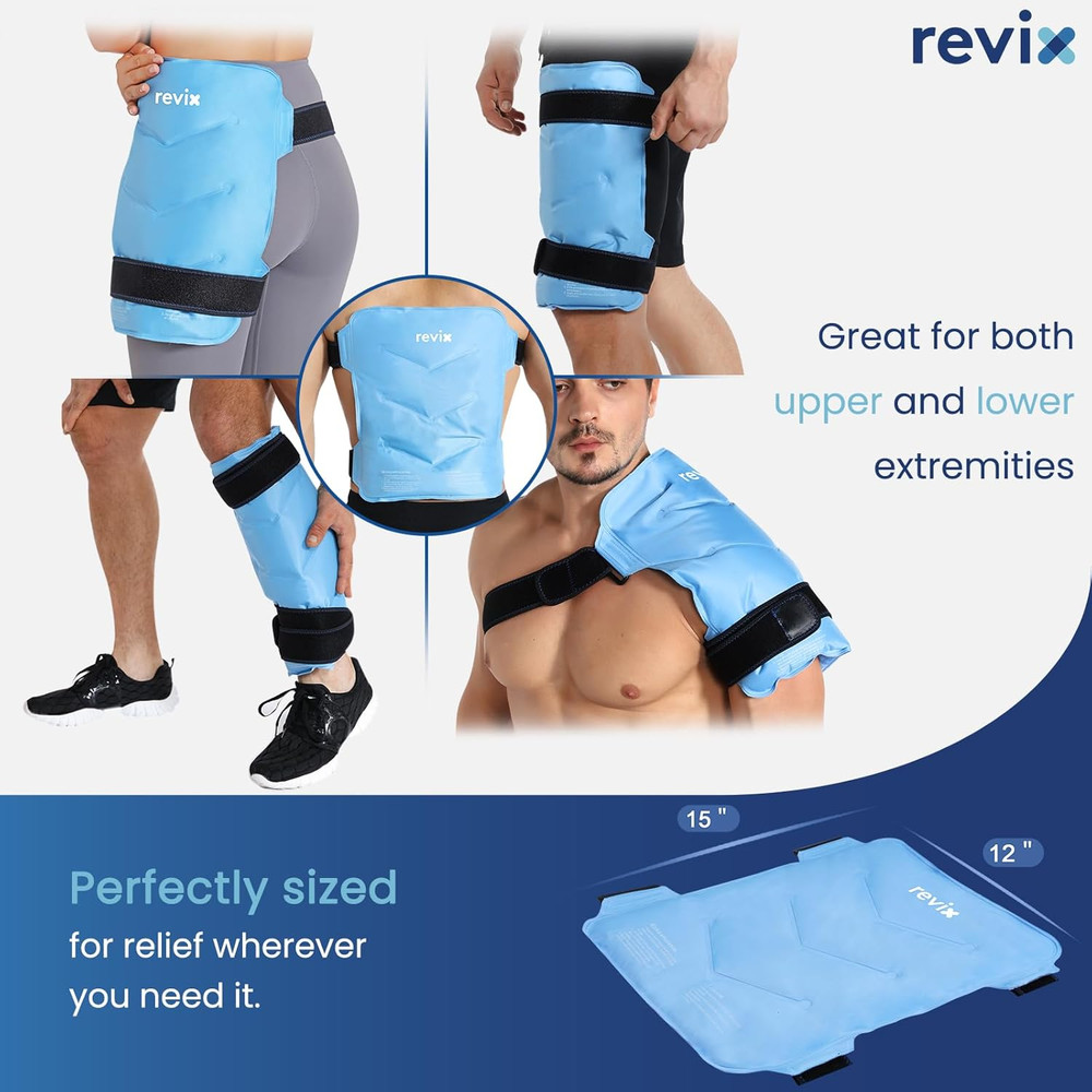 REVIX Hip Ice Pack Wrap with Straps, Reusable Gel Cold Compression for Hip Repla