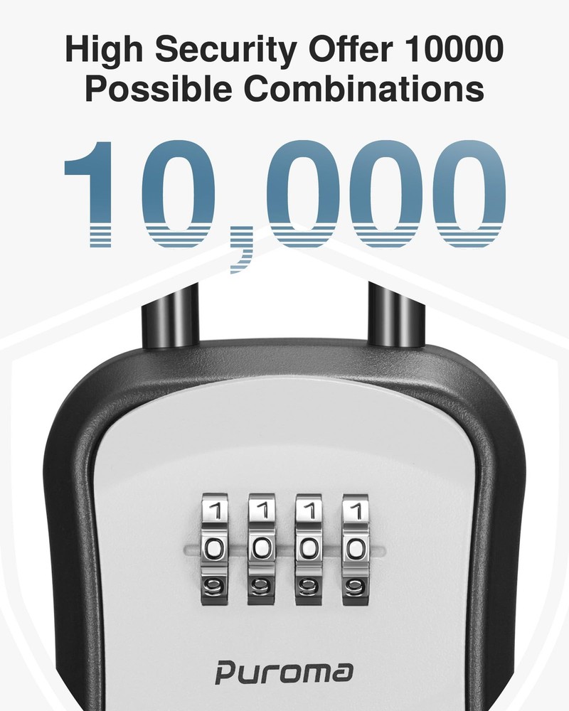 Lock Box Combination Key Lock Box, Wall-Mounted Portable Storage Lockbox for ...