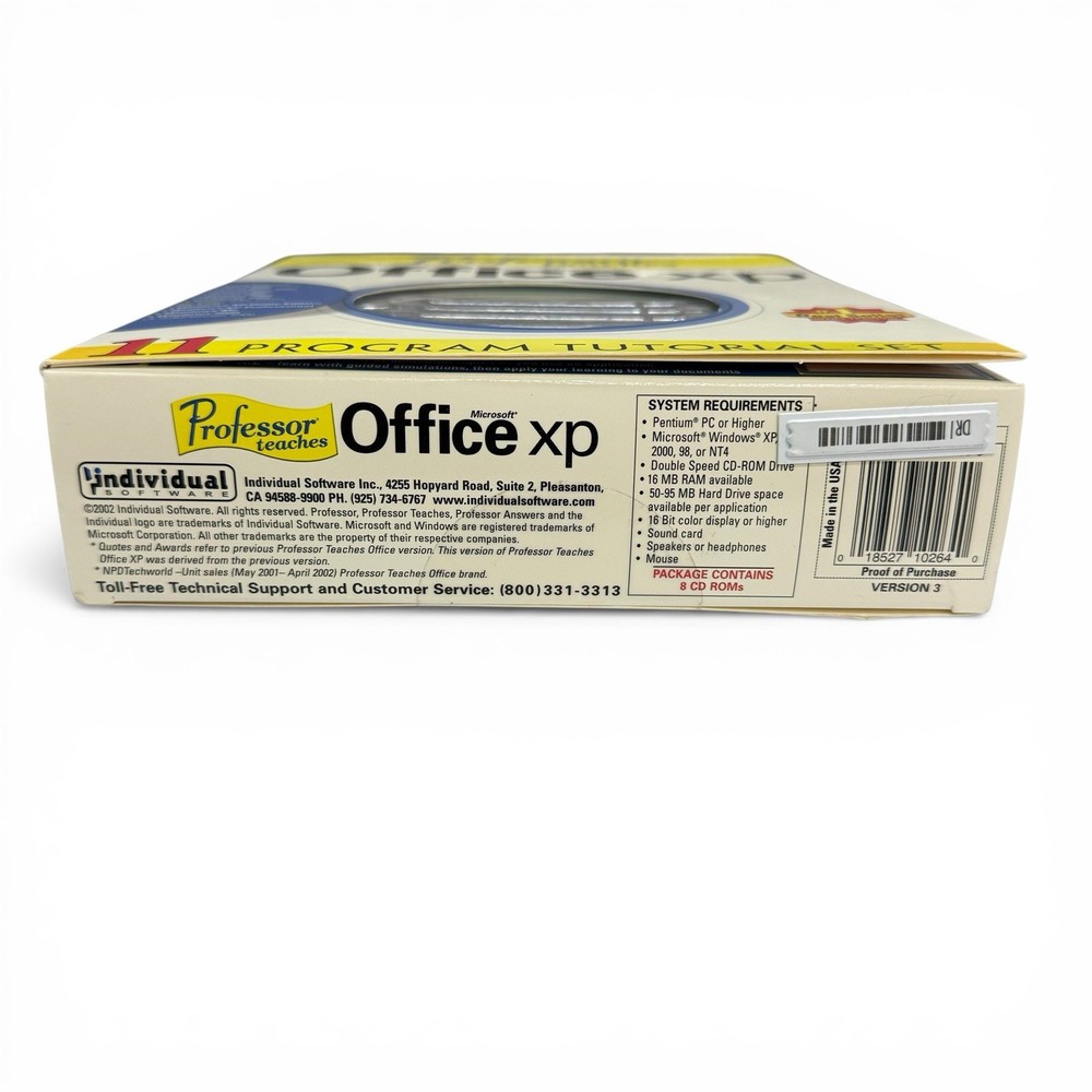 Professor Teaches Microsoft Office XP (PC, 2002, Individual Software) 8 Disks