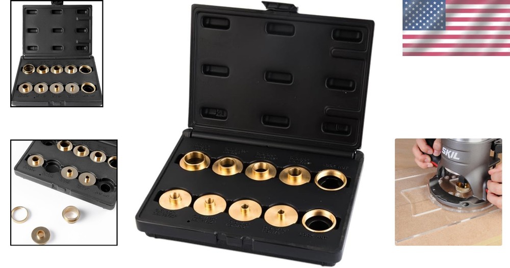 Versatile Brass Router Template Kit with 8 Bushing Sizes & Carrying Case