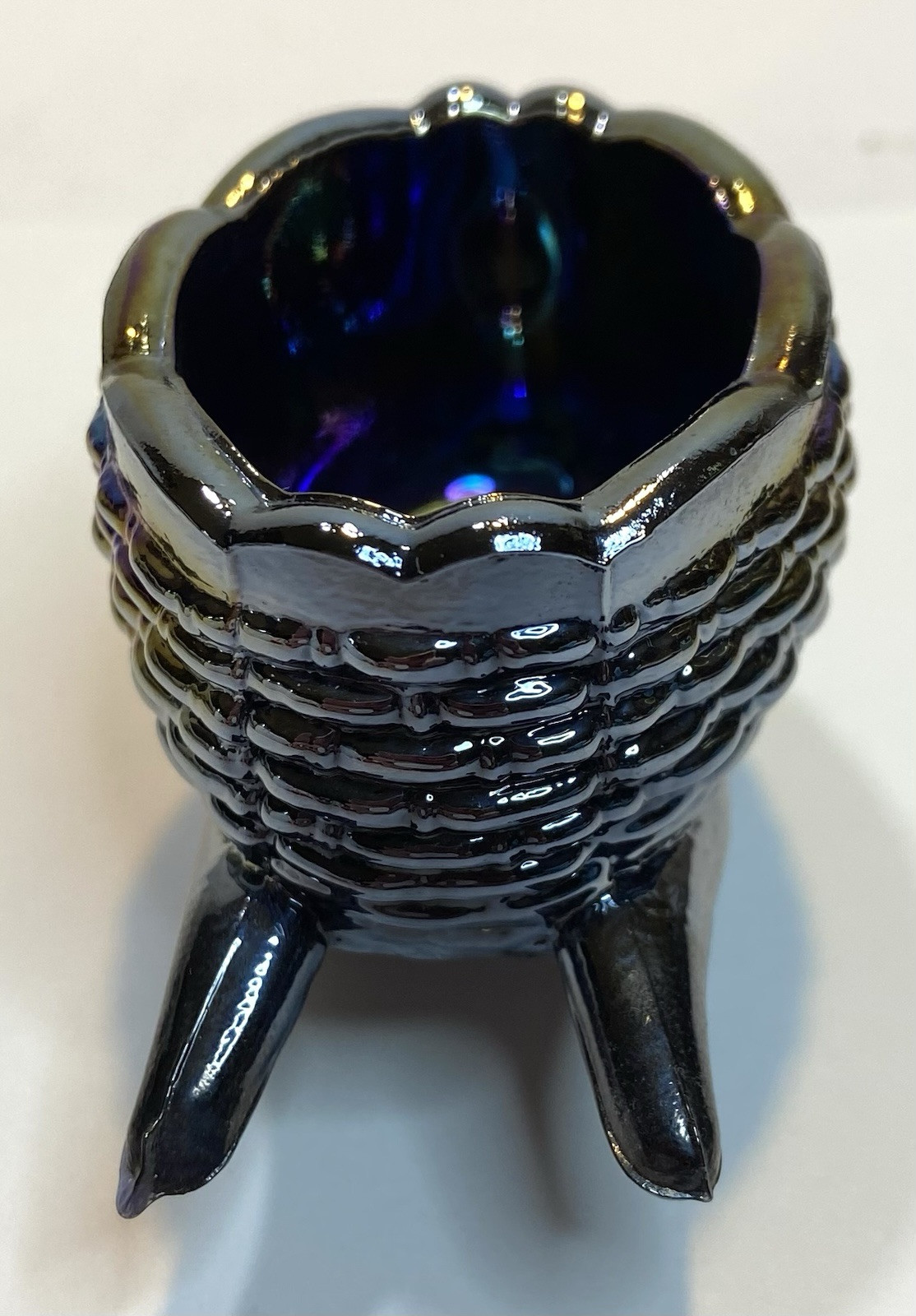 Vintage Wheelbarrow Carnival Glass Open Salt Cellar Figurine Iridescent EUC EB69