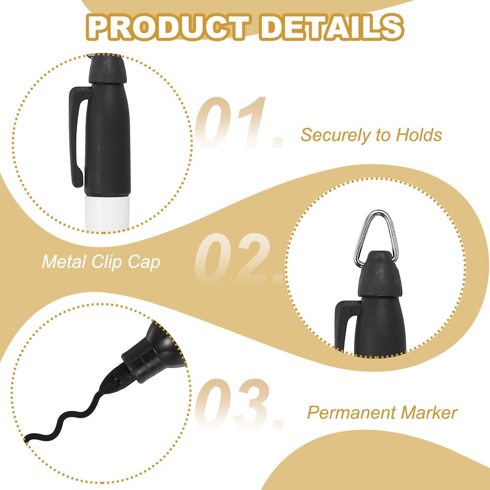 15 Pcs Round Point Mini Permanent Markers, Golf Marker Pen, Black