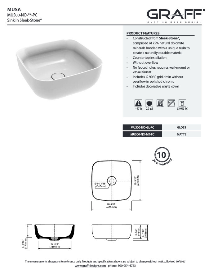 Graff - Bathroom Sink - Gloss Sleek Stone finish