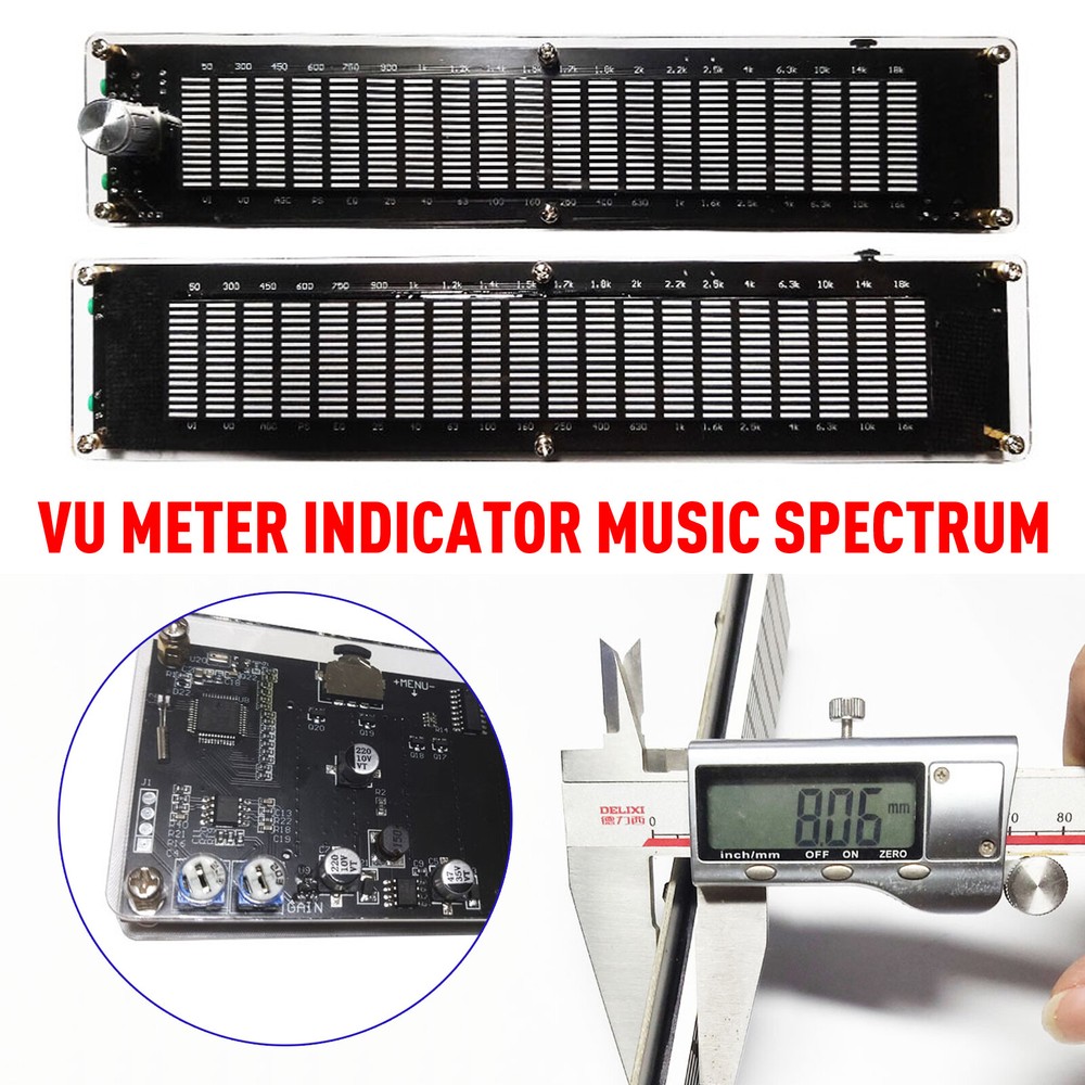 20 Segment LED Level Display Stereo VU Meter Indicator Music Spectrum Analyzer