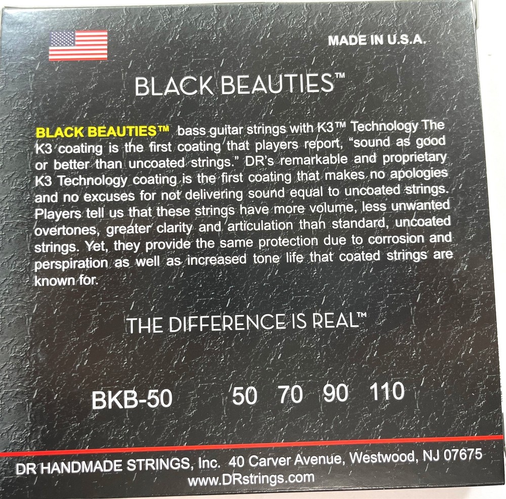 DR Bass Strings Black Beauties Performance Coating BKB-50 50-110 Lite 4 String