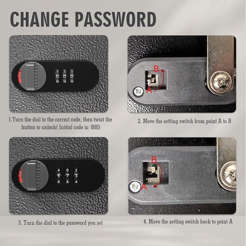 WeHere Key Lock Box Wall Mount, 16 Key Cabinet with Combination Lock & Key Tags,