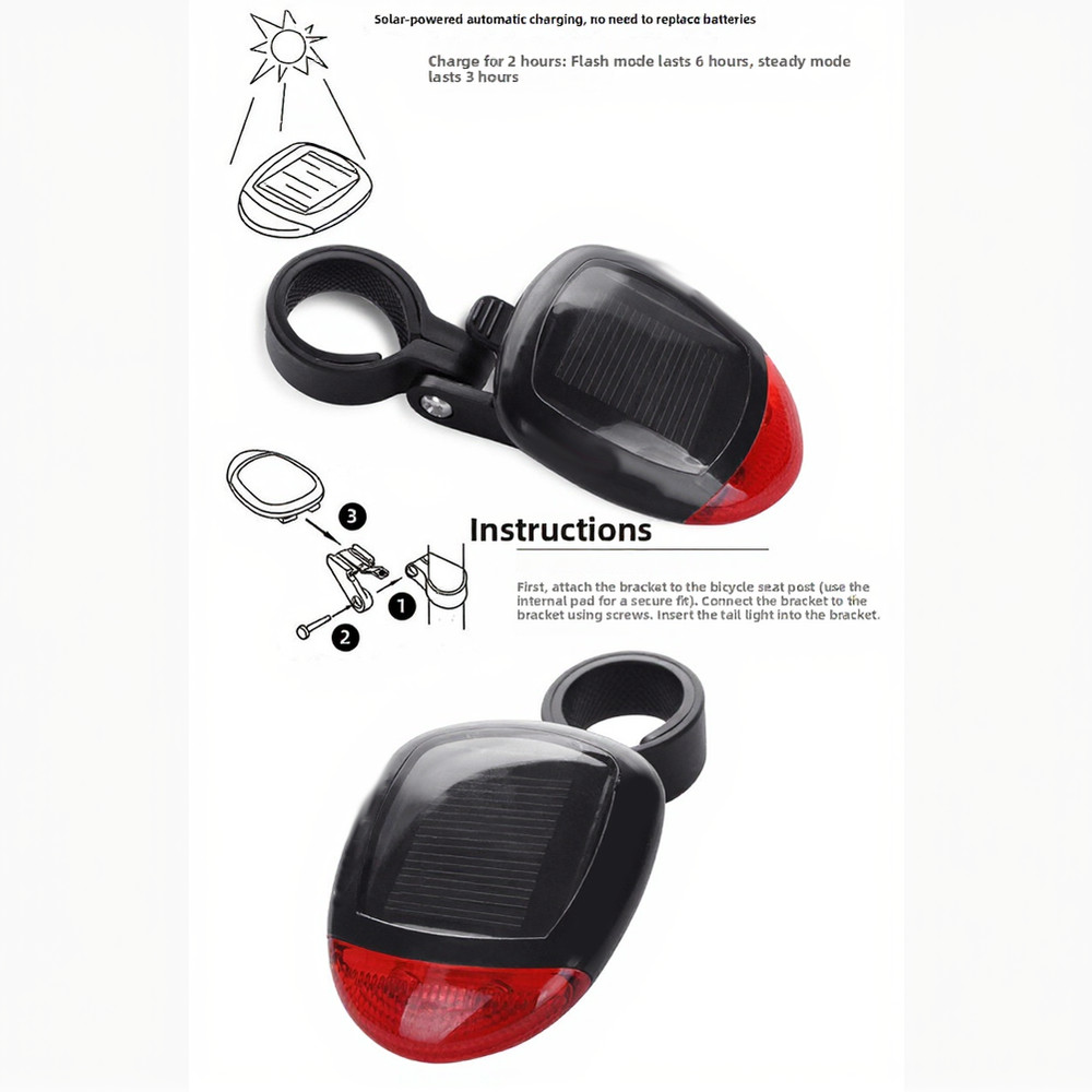 Cycling Accessory Solar Bike Taillight Solar Powered Quick Mount System