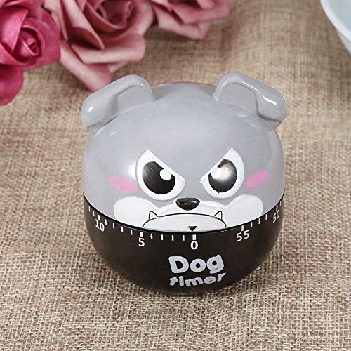 Mechanical Kitchen Timer, Cute Dog Wind Up 60 Minute Manual Countdown Gray