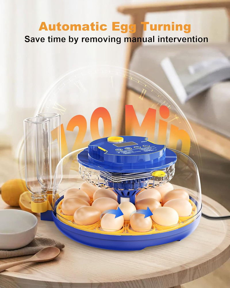 18 Egg Incubator with Auto Turning & Humidity Control for Hatching Chickens & Mo