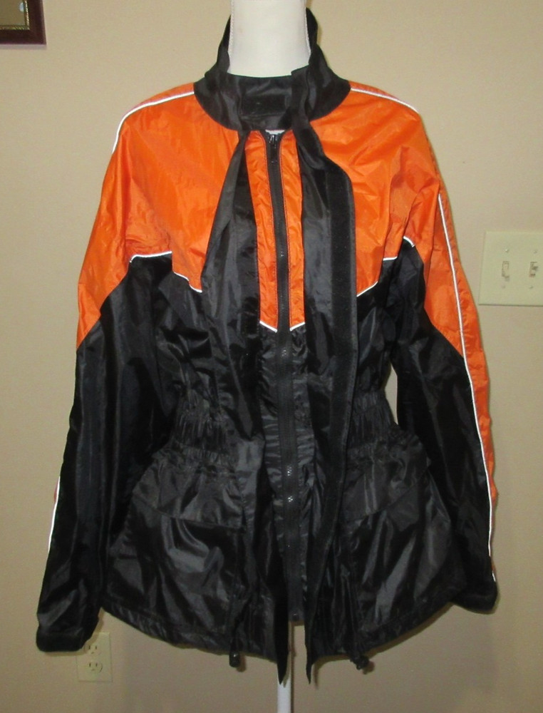 Thunder Under Rain Gear Orange & Black Waterproof Medium M Jacket Motorcycle