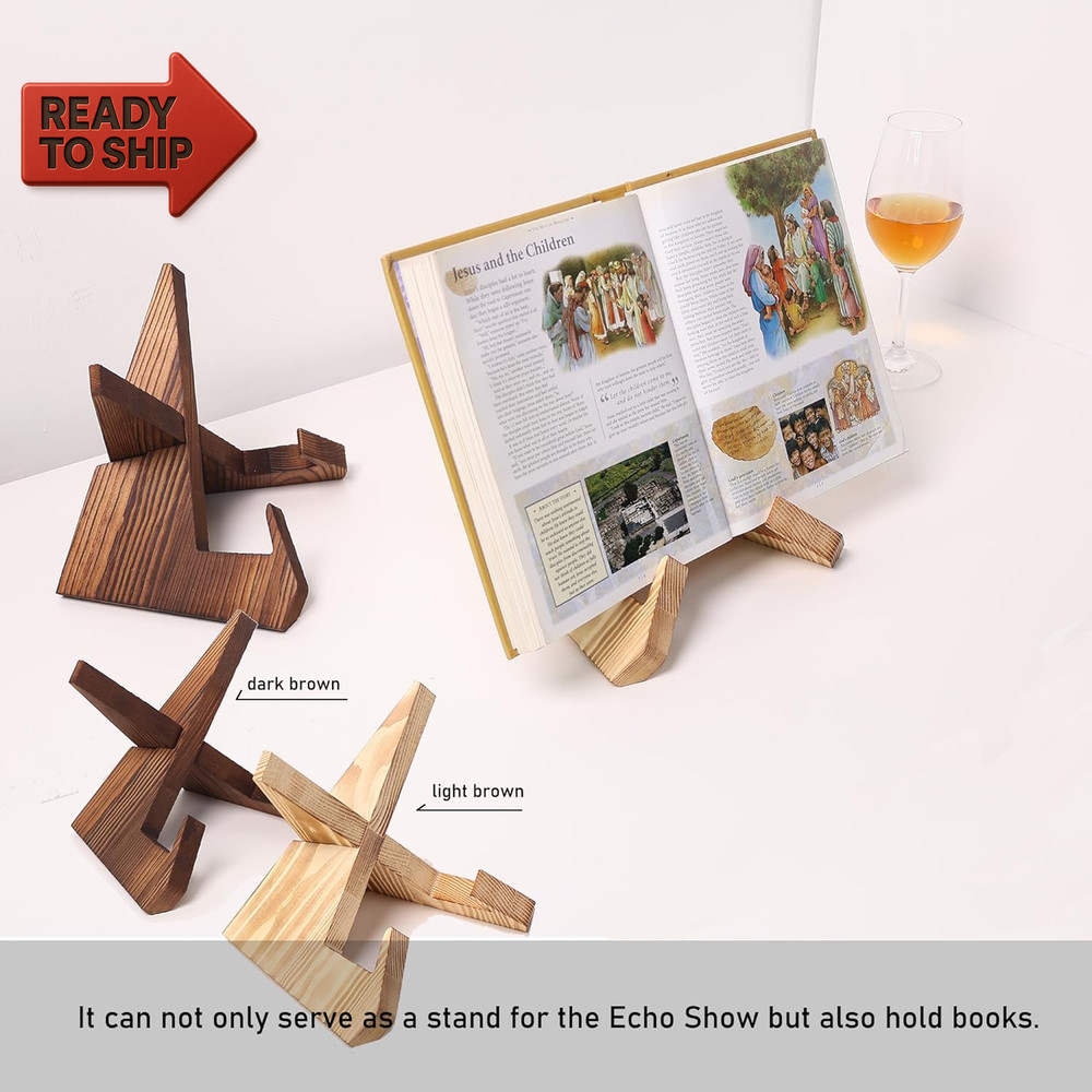 Solid Wood Tablet Computer Stands Compatible for Echo Show 15,Echo Show 21,Supp