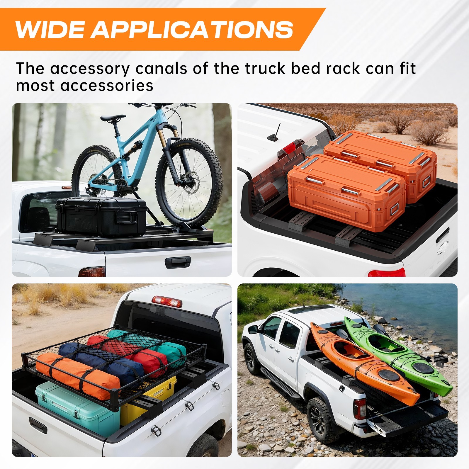 Universal Truck Bed Rack Low Profile Cargo Cross Bar 900lbs Fit Silverado Tacoma